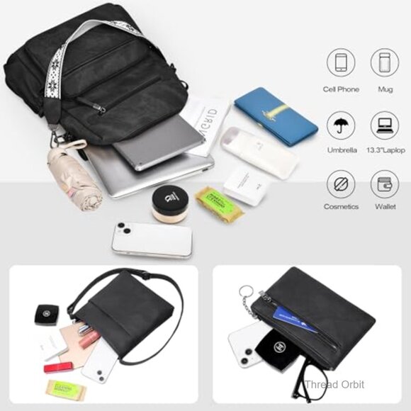 PU Leather Convertible Backpack Purse, 13.3\